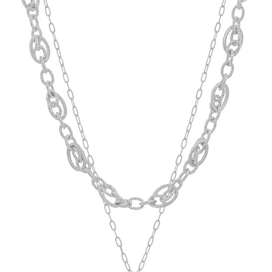 Layered Silver Chain Necklace