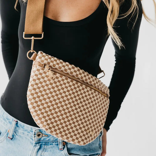 Westlyn Taupe Checkered Bum Bag