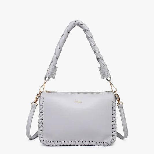 Judith Whipstitch Trim Shoulder Bag w/ Braided Handle