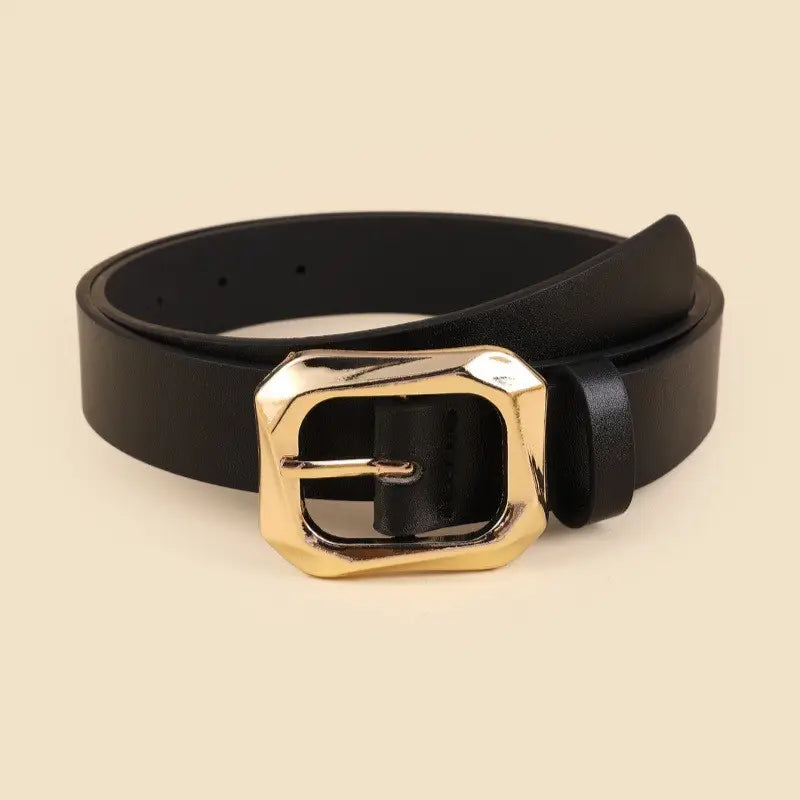 Rectangle Shaped Buckle Belt Black