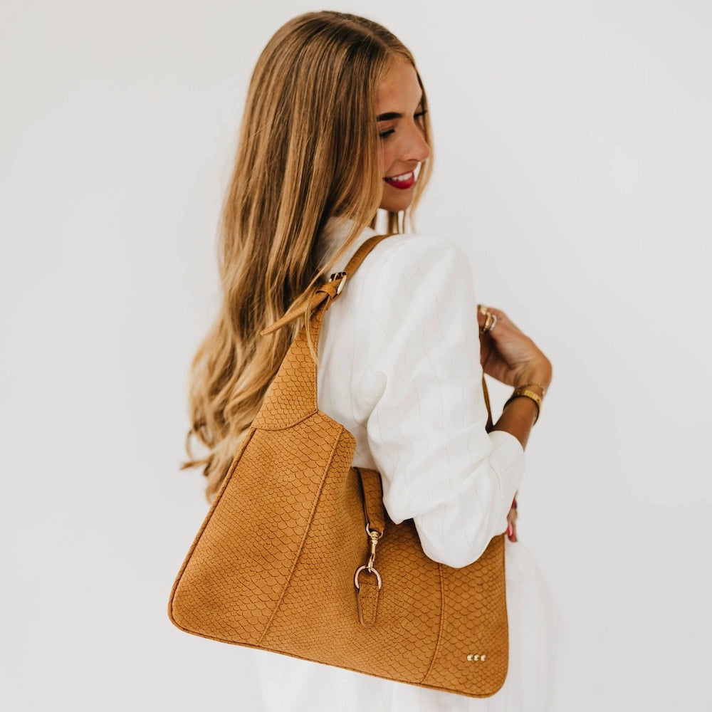 Amie Snake Embossed Shoulder Bag