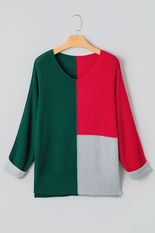 Christmas Color Block Sweater