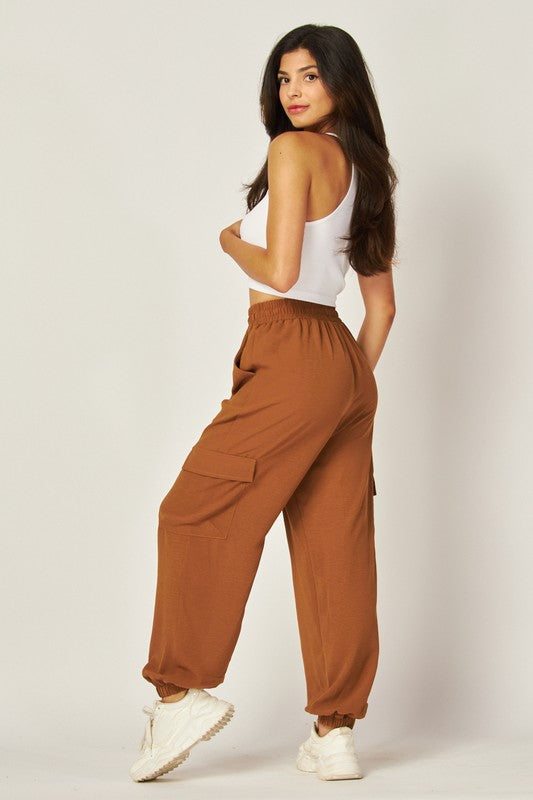 cargo pants joggers elastic waist draw string comfortable boutique 